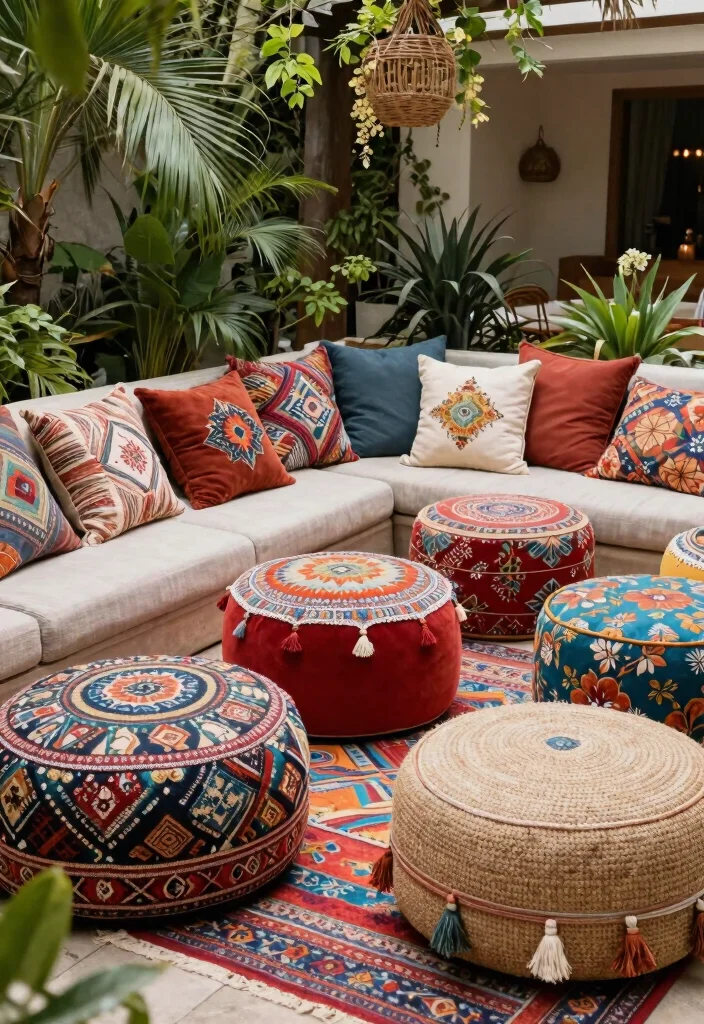 11 Chic Outdoor Ottoman Ideas Rest Your Feet 1. Bohemian Beauty 0
