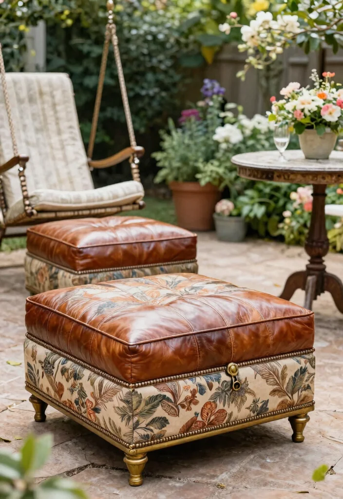 11 Chic Outdoor Ottoman Ideas Rest Your Feet 5. Vintage Charm 0