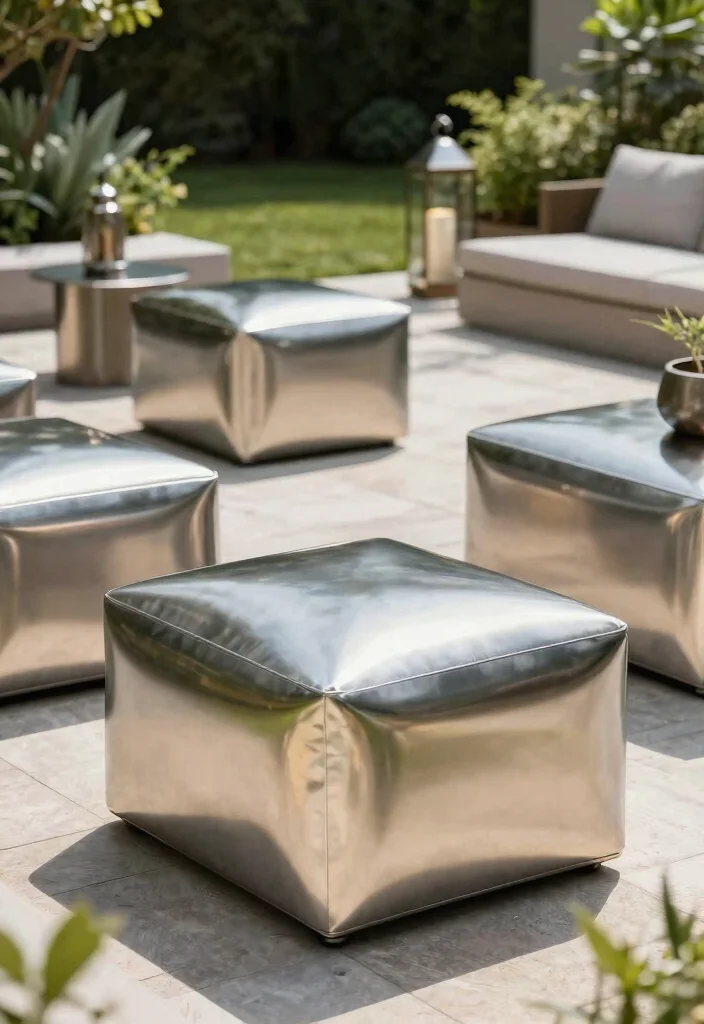 11 Chic Outdoor Ottoman Ideas Rest Your Feet 9. Modern Metallics 0