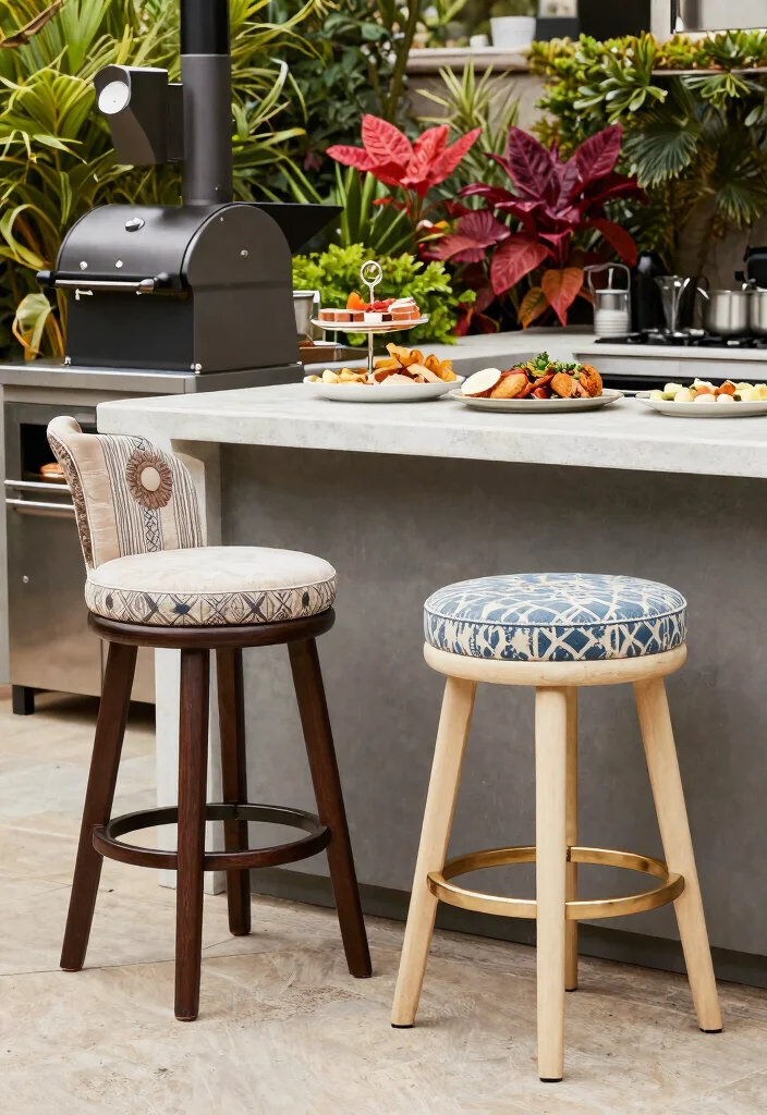 11 Chic Patio Bar Stool Inspiration for Outdoor Kitchens 11. Custom Made Stools for Personal Touch 0