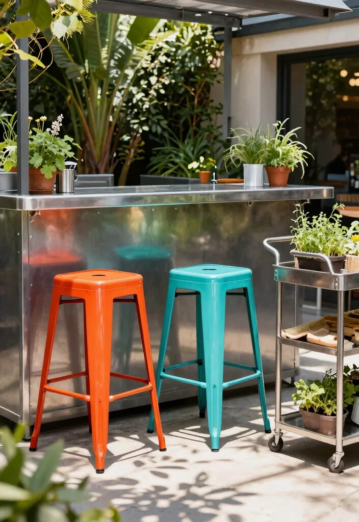 11 Chic Patio Bar Stool Inspiration for Outdoor Kitchens 3. Stylish Metal Bar Stools 0