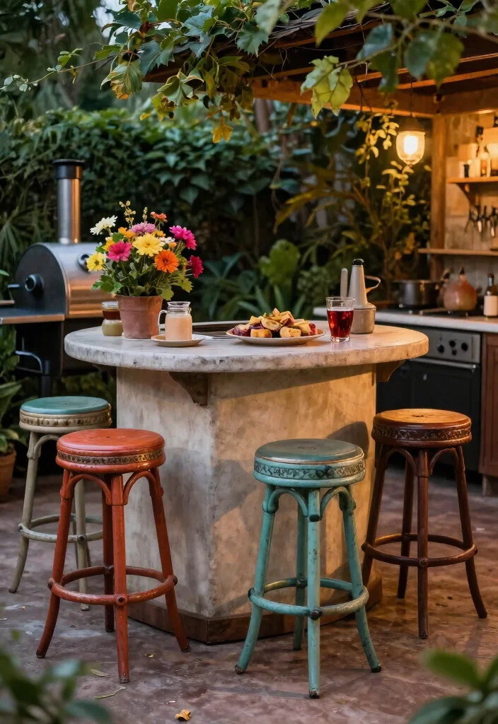 11 Chic Patio Bar Stool Inspiration for Outdoor Kitchens 7. Vintage Finds for Unique Flair 0