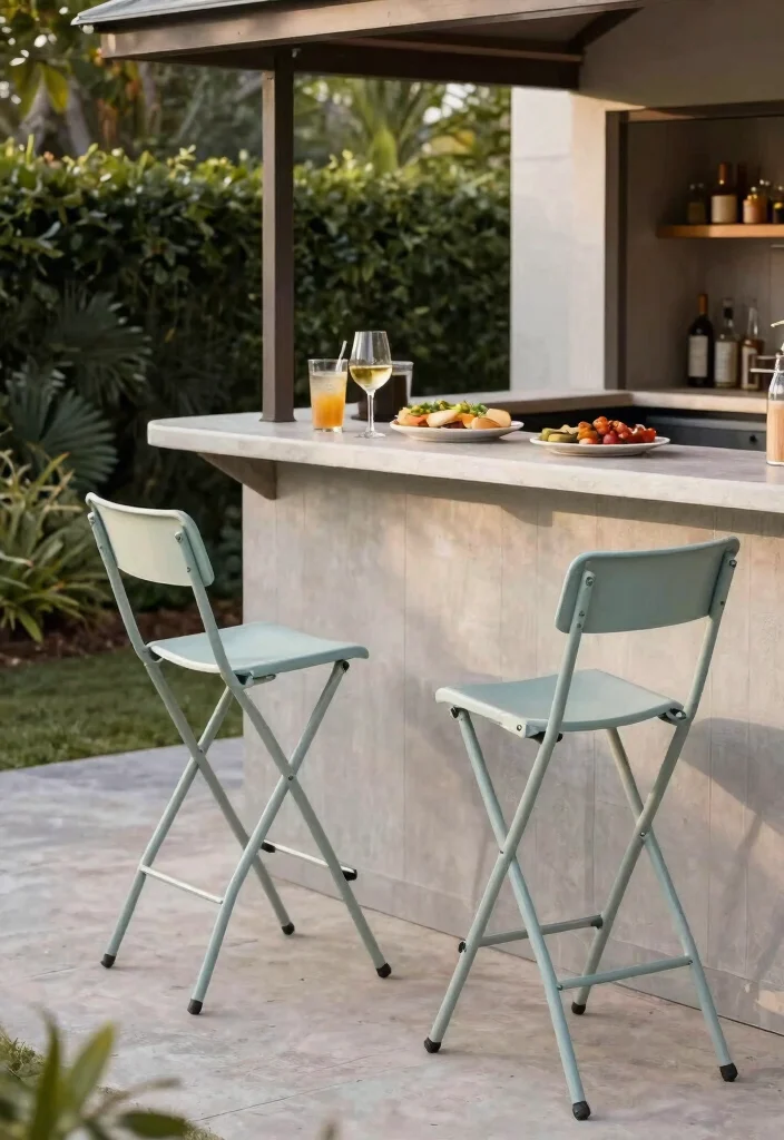11 Chic Patio Bar Stool Inspiration for Outdoor Kitchens 8. Folding Stools for Ultimate Versatility 0