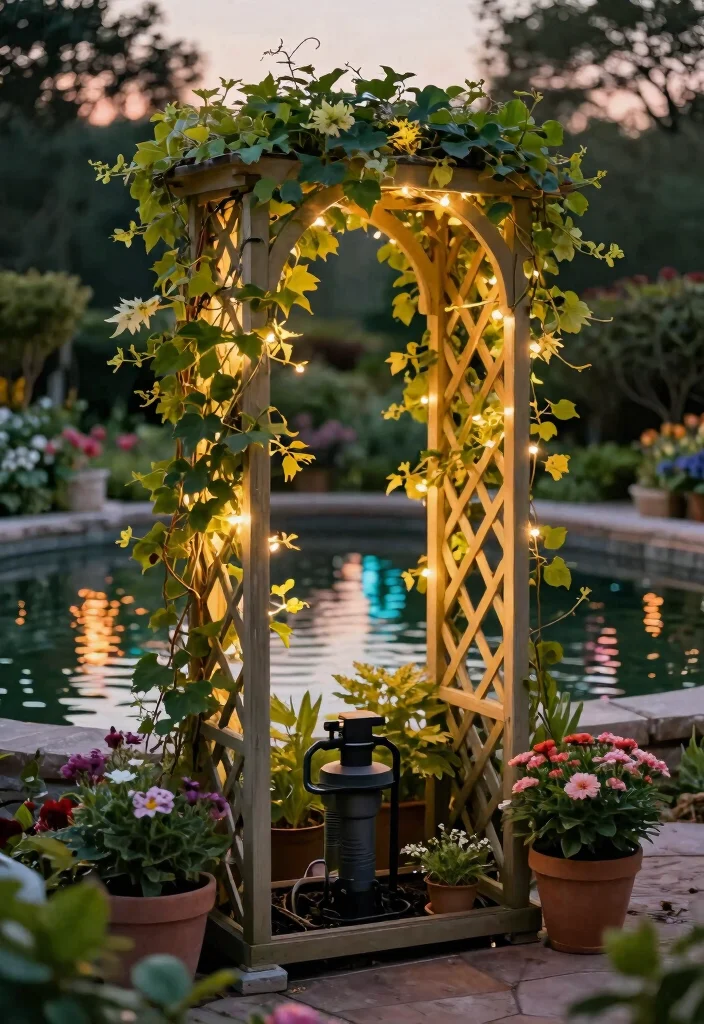 11 Clever Pond Filter Cover Ideas to Hide Equipment 3. Use a Decorative Trellis 0