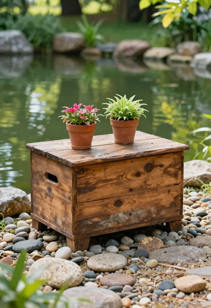 11 Clever Pond Pump Cover Ideas to Blend In 1. Rustic Wooden Box 0