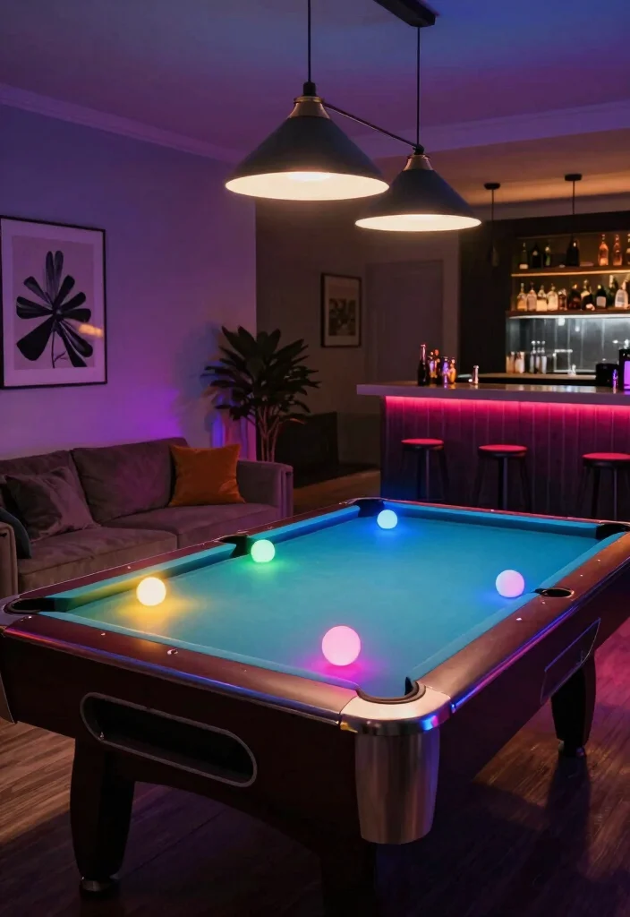 11 Cool DIY Pool Table Light Ideas for the Man Cave 10. Mood Lighting with Smart Bulbs 0