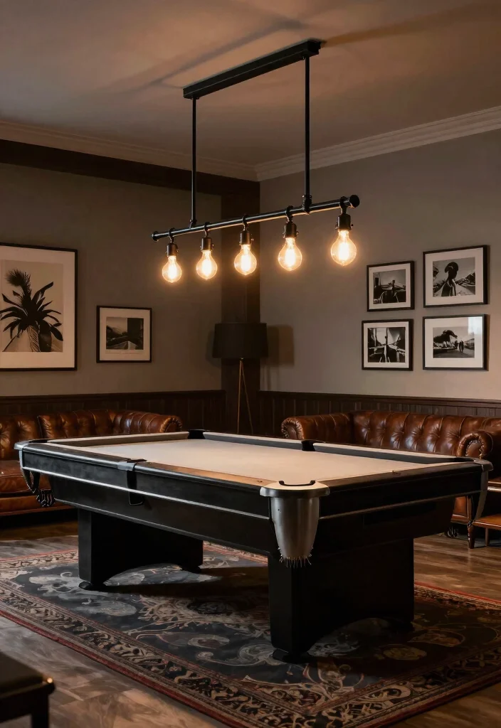 11 Cool DIY Pool Table Light Ideas for the Man Cave 2. Industrial Pipe Lighting for a Modern Edge 0