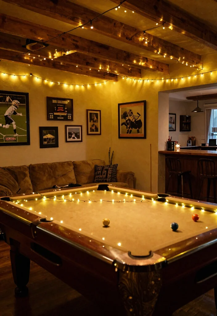 11 Cool DIY Pool Table Light Ideas for the Man Cave 4. String Lights for a Cozy Ambiance 0