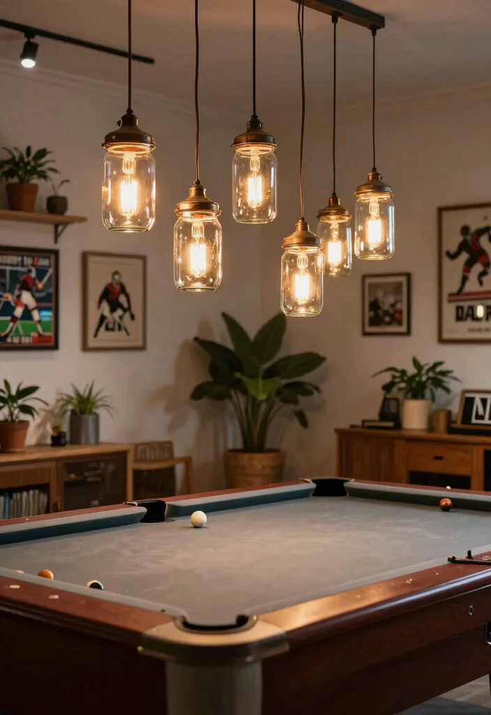 11 Cool DIY Pool Table Light Ideas for the Man Cave 5. Upcycled Pendant Lights for Eco Friendly Style 0