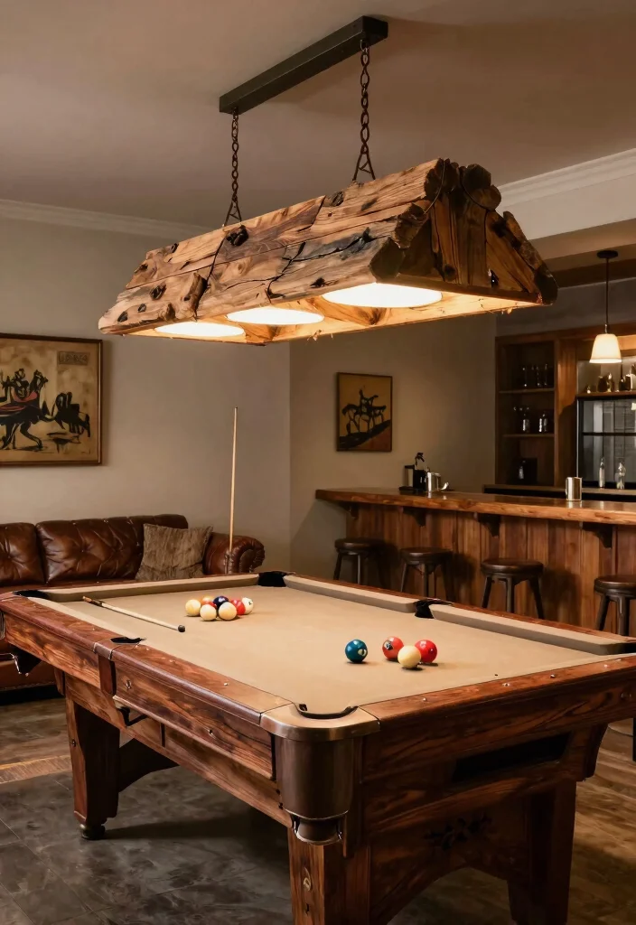 11 Cool DIY Pool Table Light Ideas for the Man Cave 7. Reclaimed Wood Fixtures for a Natural Look 0