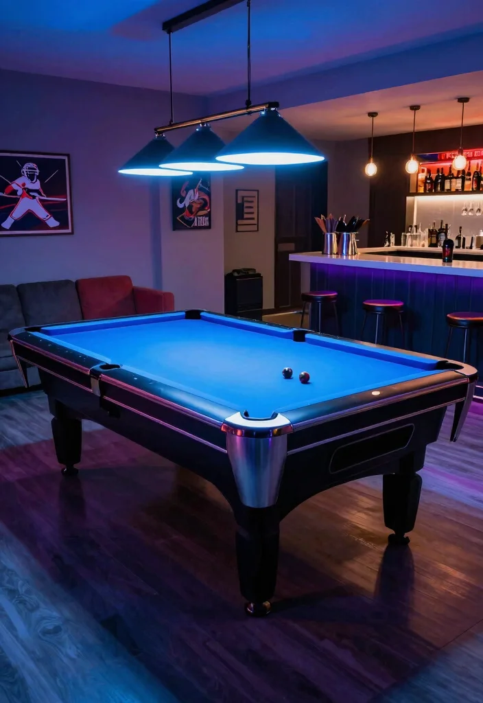 11 Cool DIY Pool Table Light Ideas for the Man Cave 8. Color Changing Flood Lights for Versatility 0