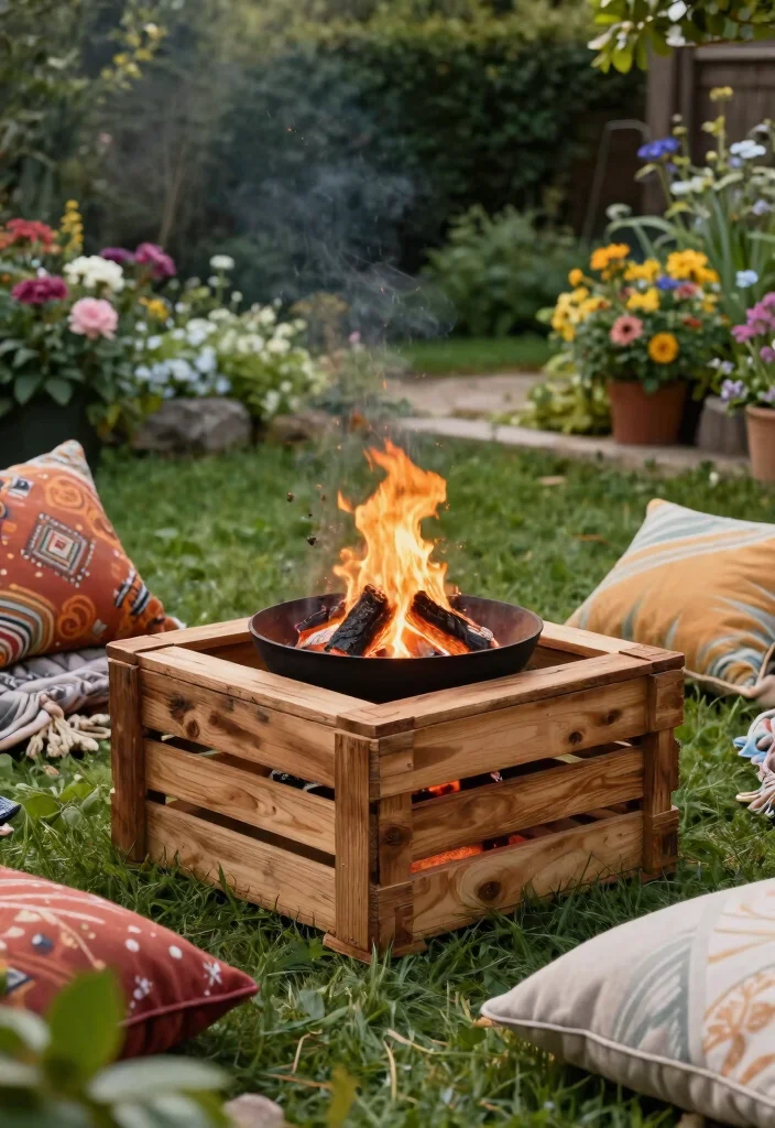 11 Cozy DIY Table Top Fire Bowl Ideas Cheap Easy 4. Wooden Crate Fire Pit 0