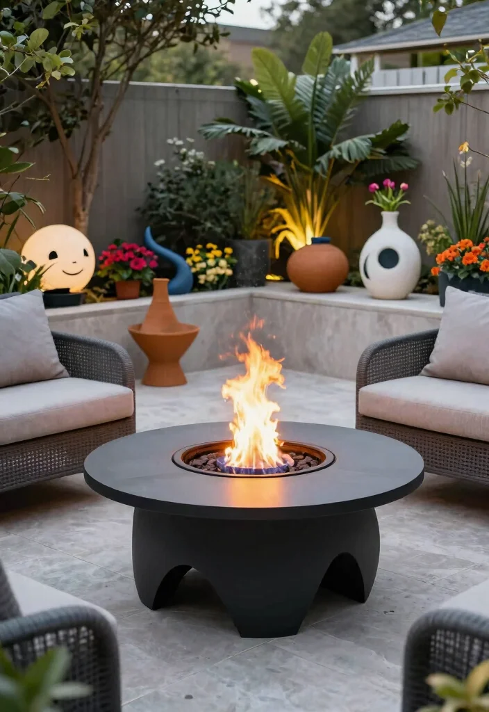 11 Cute Propane Table Top Fire Pit Options for Your Garden Oasis 7. Contemporary Artistic Pieces 0