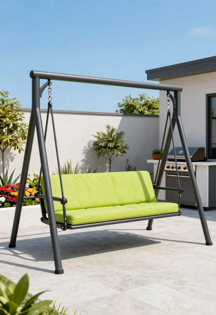 11 Easy DIY Patio Swing Ideas Build It Yourself 2. Sleek Metal Frame Swing 0