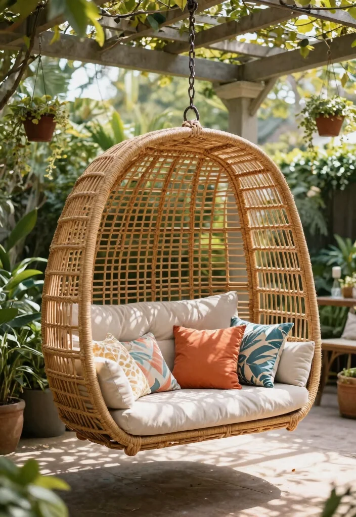 11 Easy DIY Patio Swing Ideas Build It Yourself 5. Hanging Rattan Swing 0