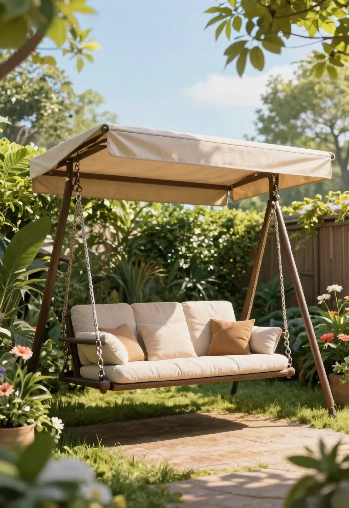 11 Easy DIY Patio Swing Ideas Build It Yourself 7. Canopy Swing for Shade 0