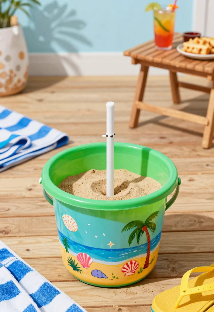 11 Easy Umbrella Base DIY Ideas Save Money 2. Sand Filled Bucket Base 0