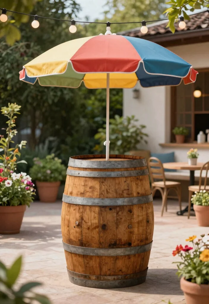 11 Easy Umbrella Base DIY Ideas Save Money 6. Barrel Base Delight 0
