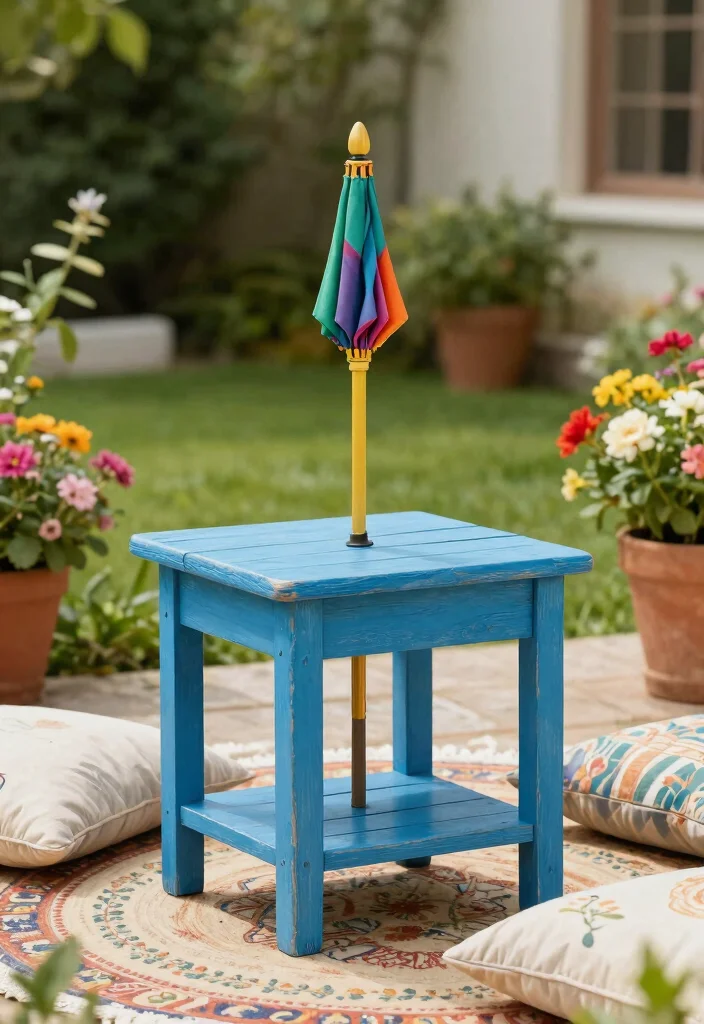 11 Easy Umbrella Base DIY Ideas Save Money 7. Upcycled Old Furniture Base 0