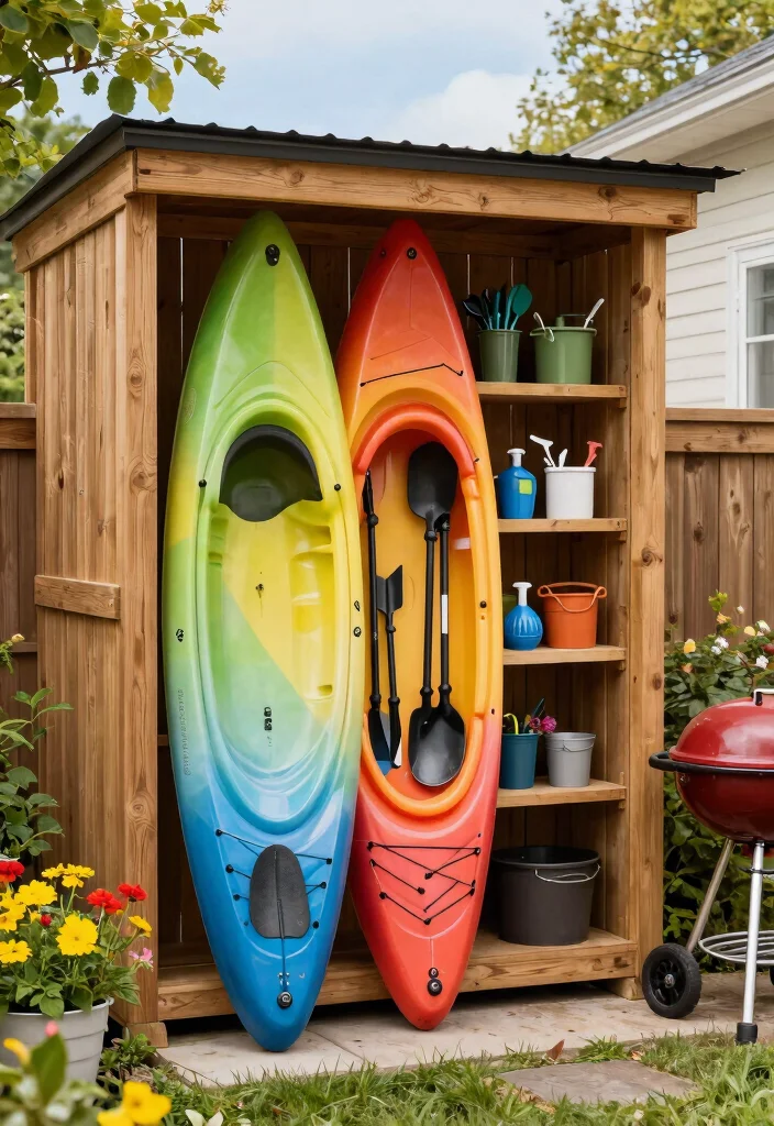 11 Fun Colorful Kayak Storage Ideas Outdoor Displays 5. Kayak Storage Shed 0