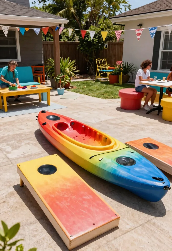 11 Fun Colorful Kayak Storage Ideas Outdoor Displays 6. Kayak Games Station 0