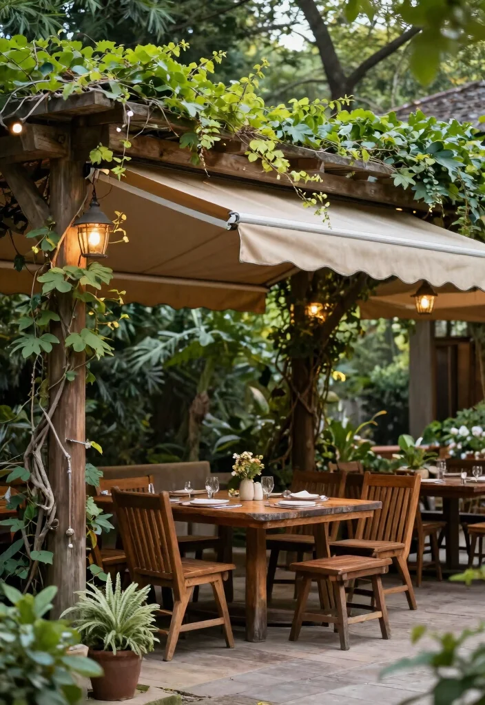 11 Modern Awning Ideas for a Stylish Patio with Retractable Pergolas 4 11 Modern Awning Ideas for a Stylish Patio with Retractable Pergolas 4. Garden Retreat Natural Wood Pergolas with Climbing Vines 0