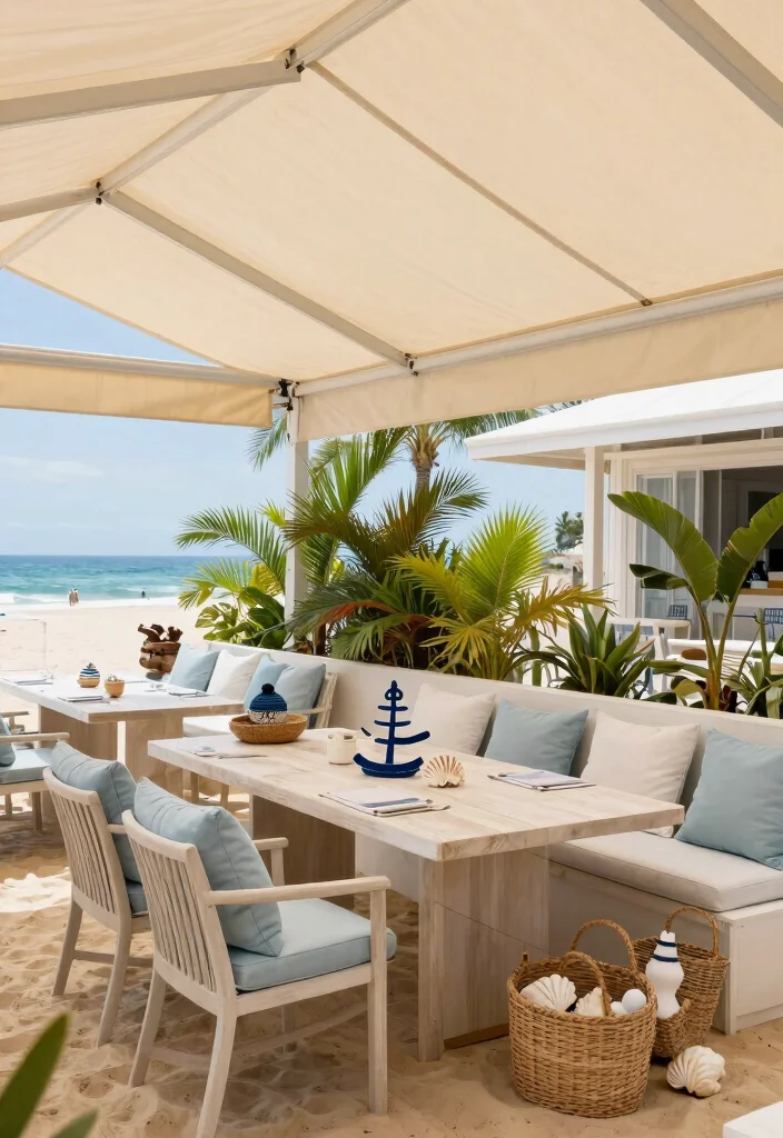 11 Modern Awning Ideas for a Stylish Patio with Retractable Pergolas 6 11 Modern Awning Ideas for a Stylish Patio with Retractable Pergolas 6. Coastal Vibes Light Fabrics and Beachy Decor 0