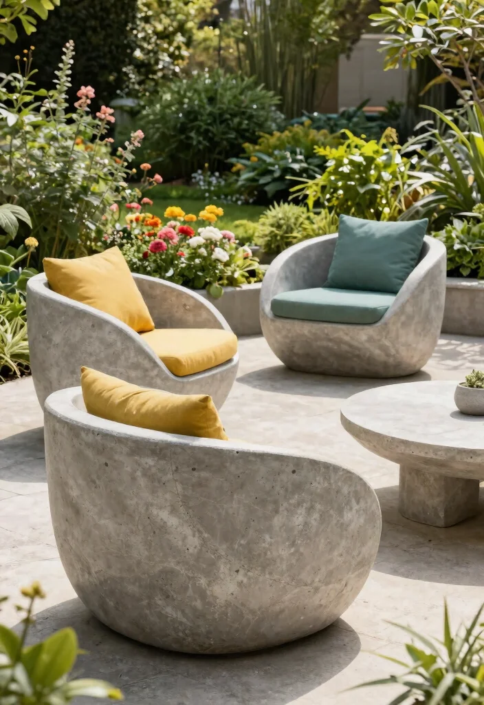 11 Modern Outdoor Armchair Design Ideas Lounge Style 6. Stylish Concrete Chairs 0