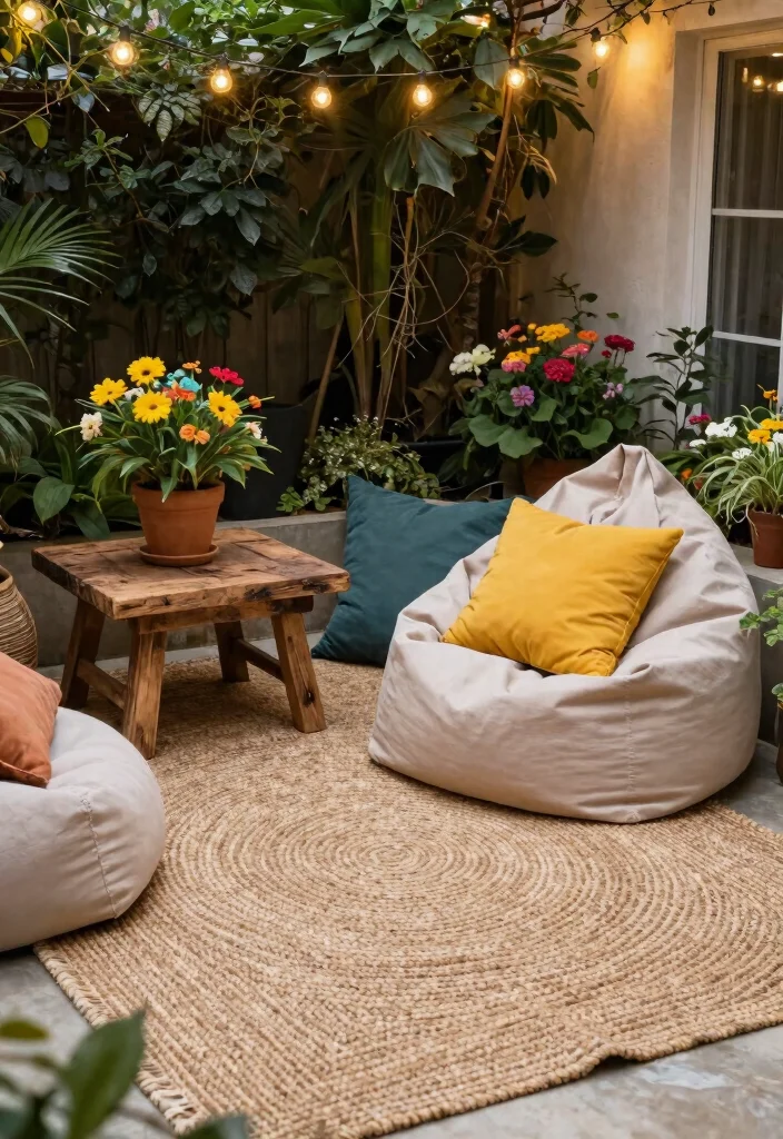 11 Natural Outdoor Jute Rug Patio Ideas Boho Vibe 1. Cozy Corner Nook 0
