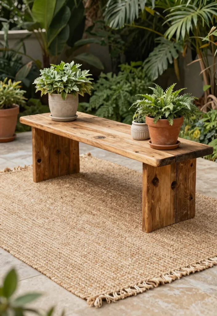 11 Natural Outdoor Jute Rug Patio Ideas Boho Vibe 10. Rustic Storage Solutions 0