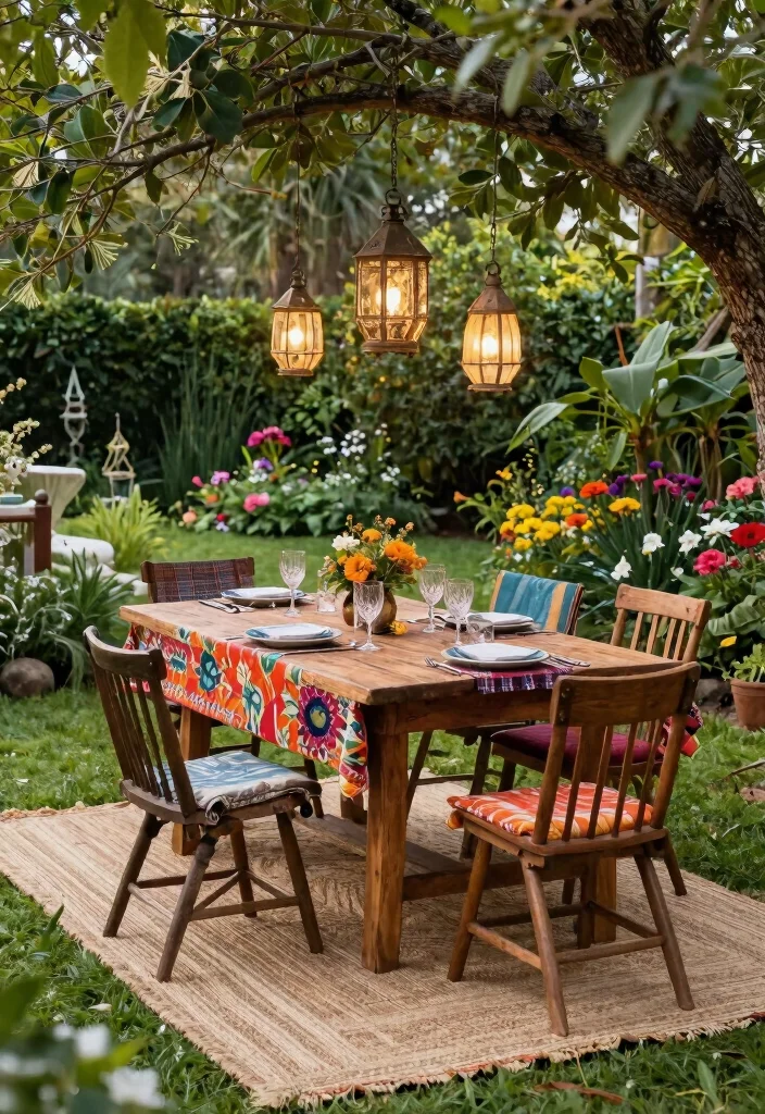 11 Natural Outdoor Jute Rug Patio Ideas Boho Vibe 3. Dining Under the Stars 0