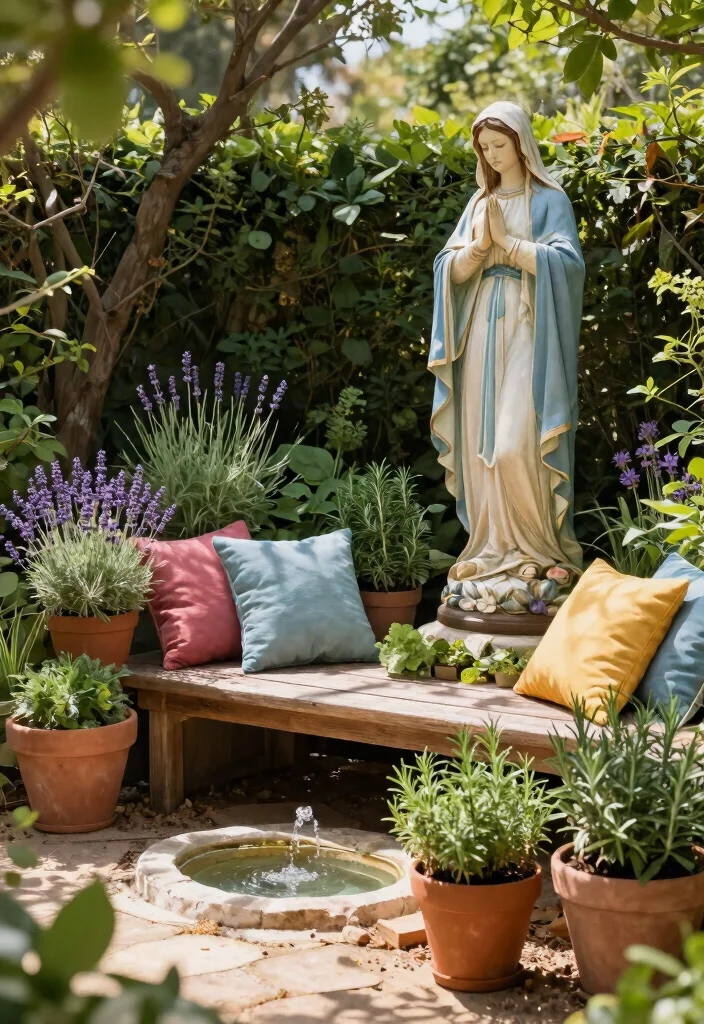11 Peaceful Virgin Mary Statue Garden Ideas 1. A Corner of Contemplation 0