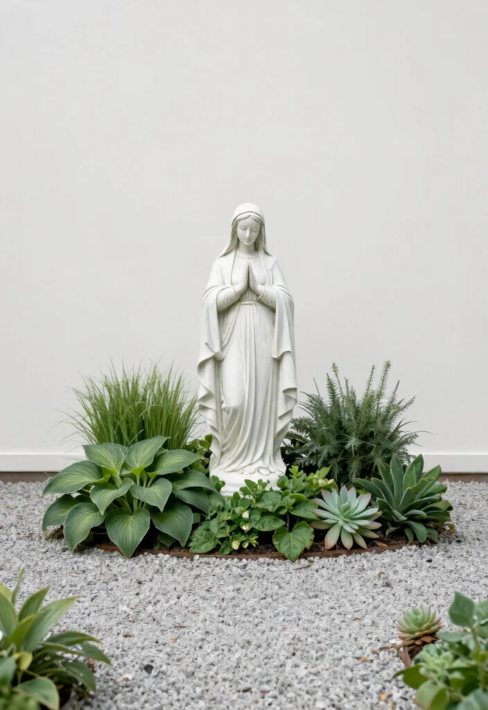 11 Peaceful Virgin Mary Statue Garden Ideas 11. Embrace Minimalism 0