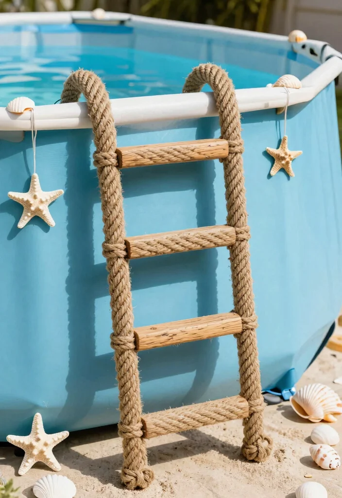 11 Safe Pool Ladder Ideas for Above Ground Pools 7. DIY Rope Ladder 0