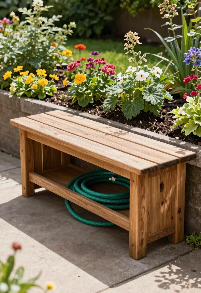 11 Smart Hose Box Ideas to Hide Ugly Pipes DIY 11. Under Bench Hose Storage 0