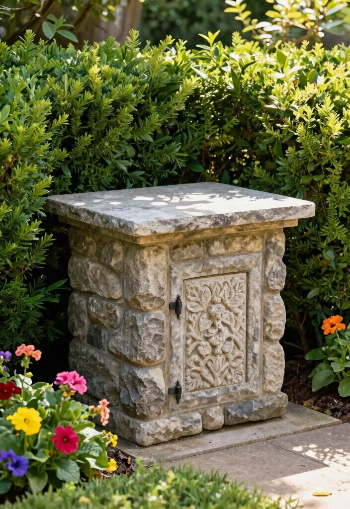 11 Smart Hose Box Ideas to Hide Ugly Pipes DIY 4. Stone or Brick Hose Box 0