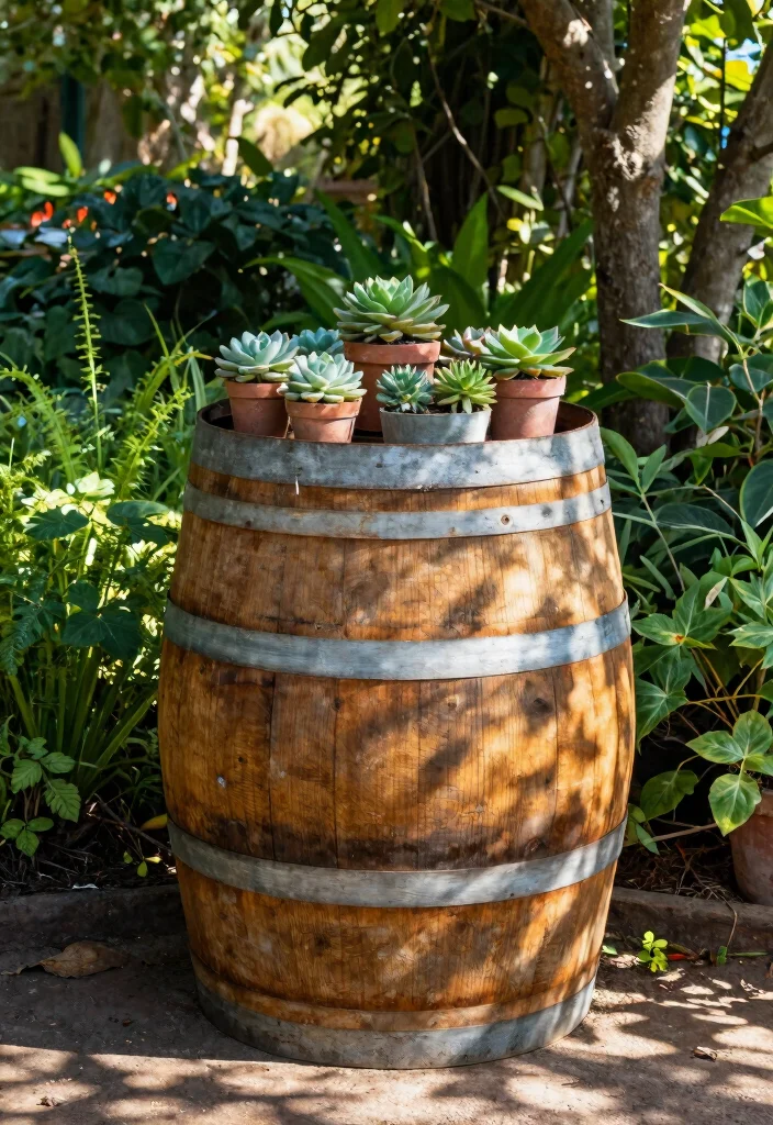 11 Smart Hose Box Ideas to Hide Ugly Pipes DIY 7. Repurposed Wine Barrel 0