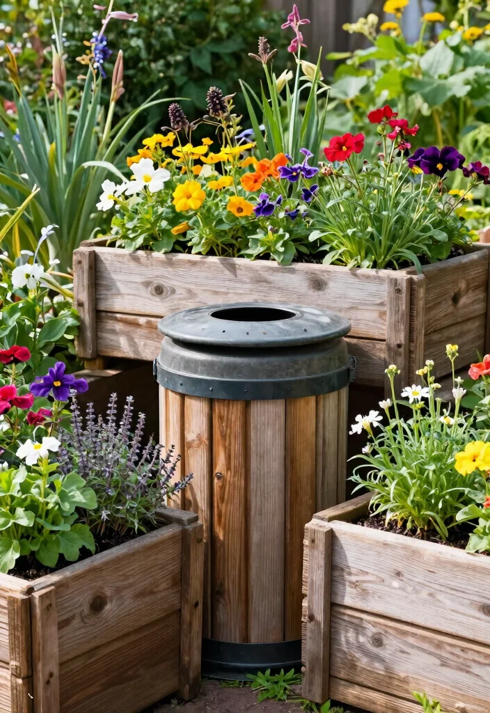 11 Smart Outdoor Trash Can Ideas to Hide the Mess 9. Eco Friendly Recycled Planters 0