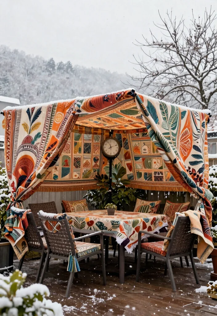 11 Smart Patio Furniture Cover Ideas for Winter Protection 6. Decorative Tarps 0