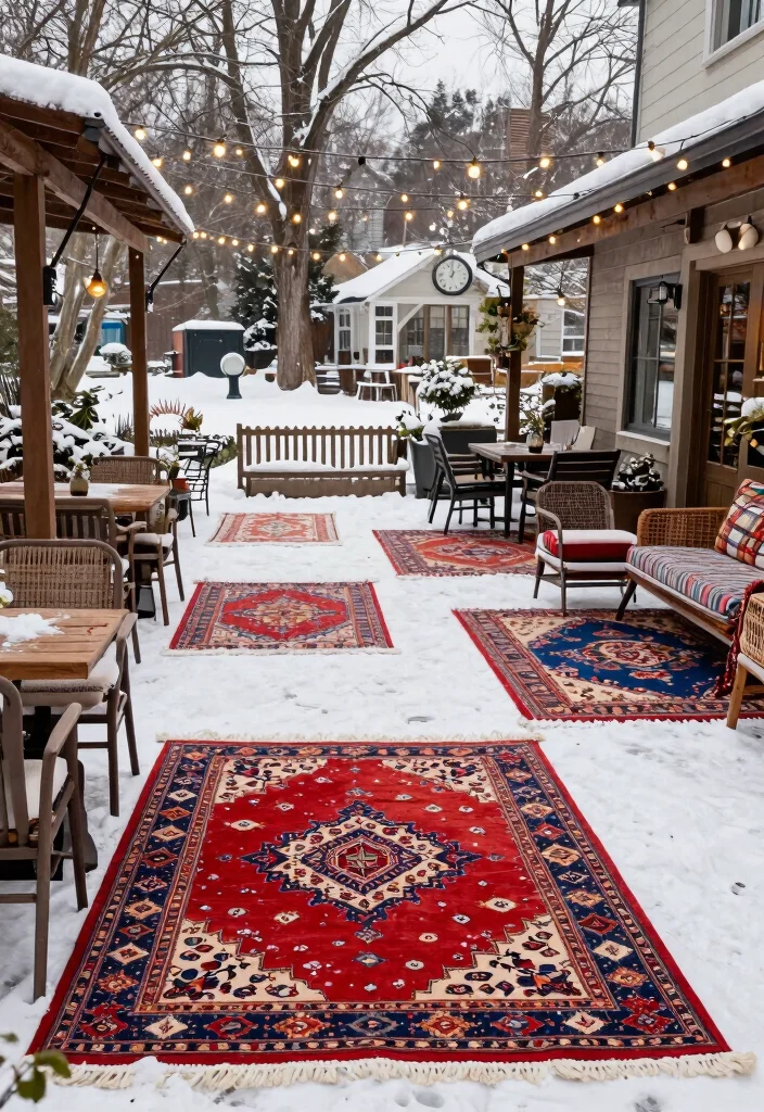 11 Smart Patio Furniture Cover Ideas for Winter Protection 8. Colorful Outdoor Rugs 0