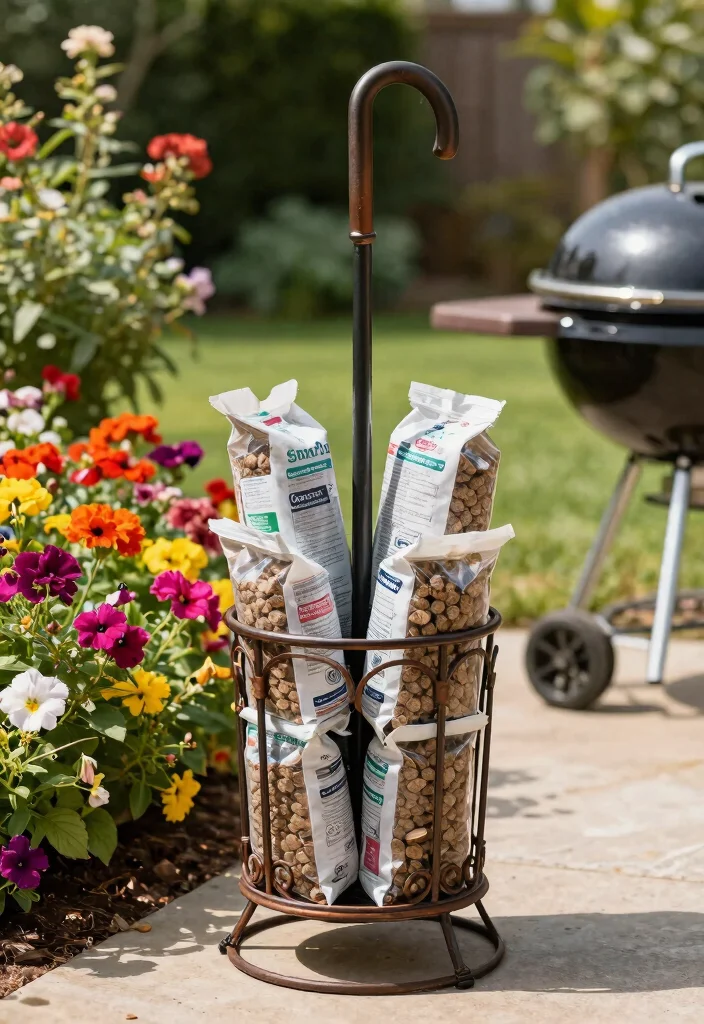 11 Smart Smoker Pellet Storage Ideas Keep Wood Dry 9. Smart Use of Umbrella Stands 0