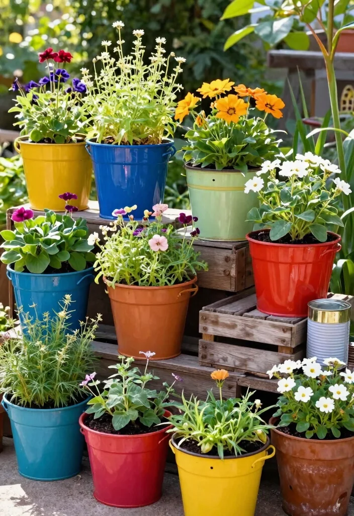 11 Smart Watering Garden Ideas for Drip Irrigation Setup 11. Recycled Container Gardens 0