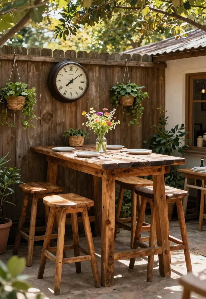 11 Stylish High Top Patio Dining Set Designs 1. Rustic Charm with Natural Elements 0
