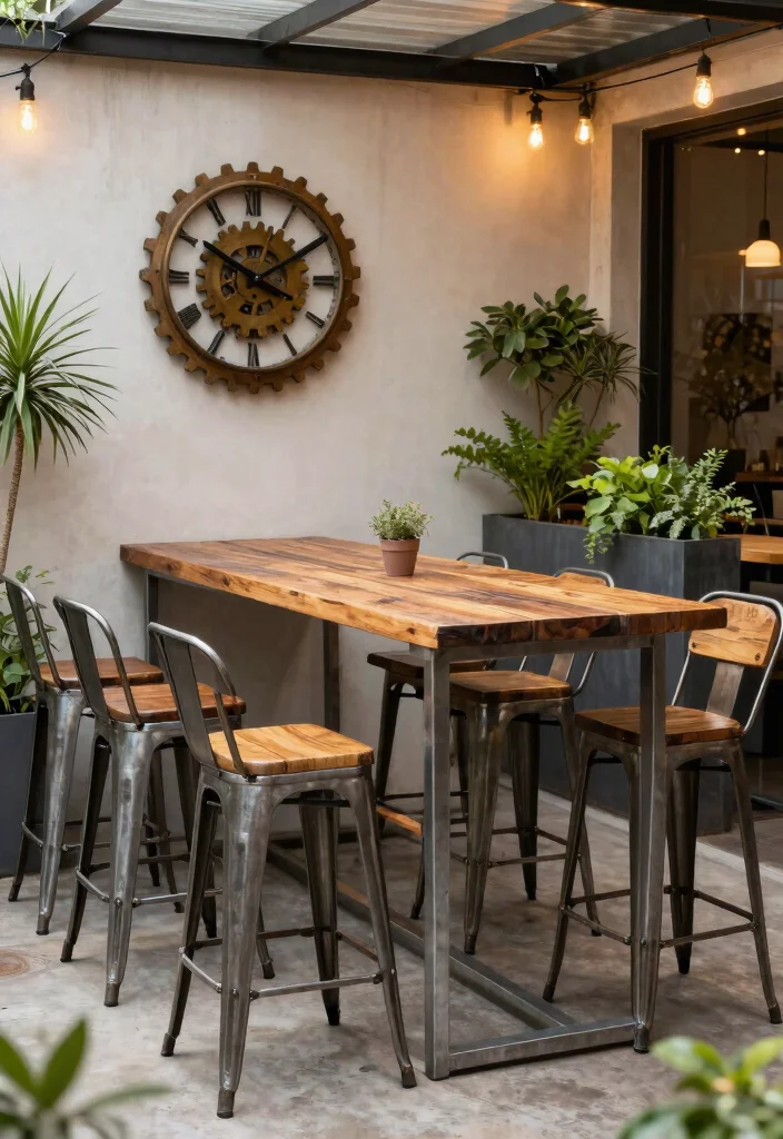 11 Stylish High Top Patio Dining Set Designs 5. Industrial Chic with Steel Accents 0