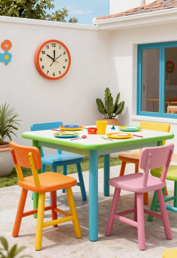 11 Stylish High Top Patio Dining Set Designs 6. Family Friendly Design with Fun Elements 0