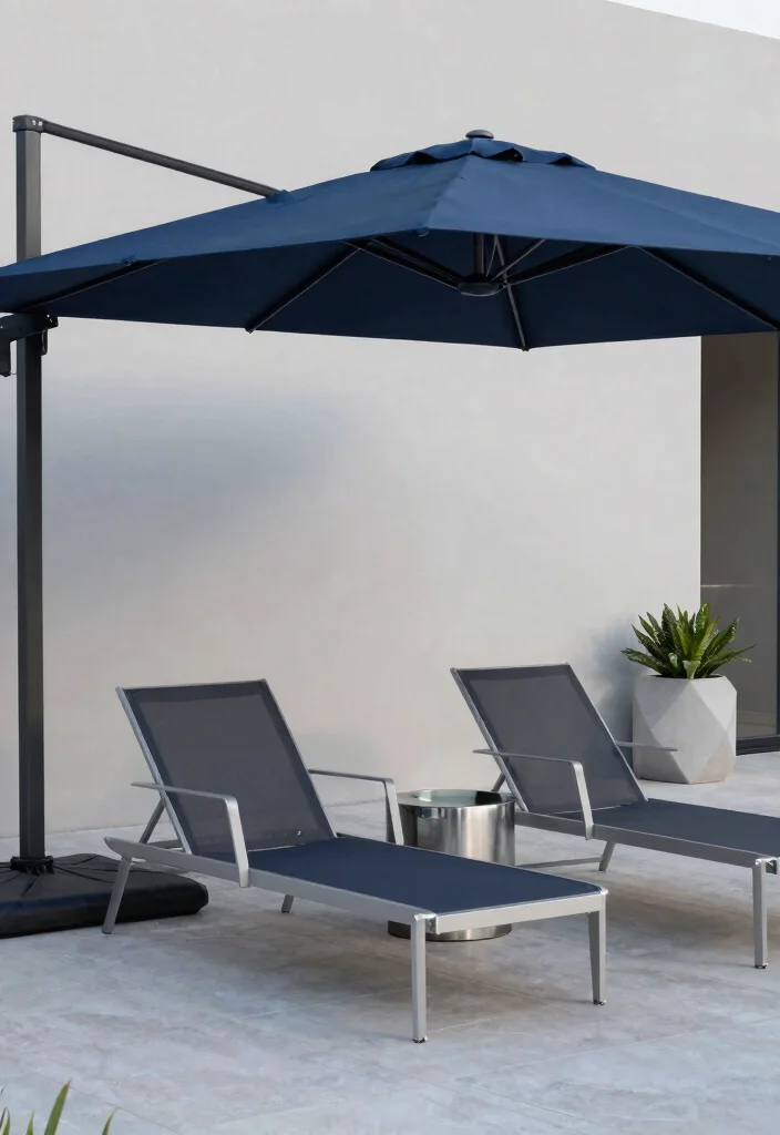 11 Stylish Offset Umbrella Patio Ideas for Lounge Chairs 5. Modern Elegance with Sleek Designs 0