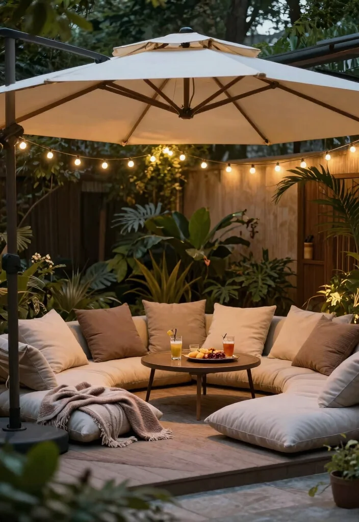 11 Stylish Offset Umbrella Patio Ideas for Lounge Chairs 6. Cozy Nooks for Relaxation 0