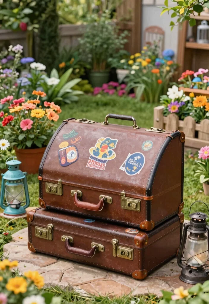 11 Stylish Spa Cover Ideas to Keep Heat In 11. Vintage Suitcase Covers 0