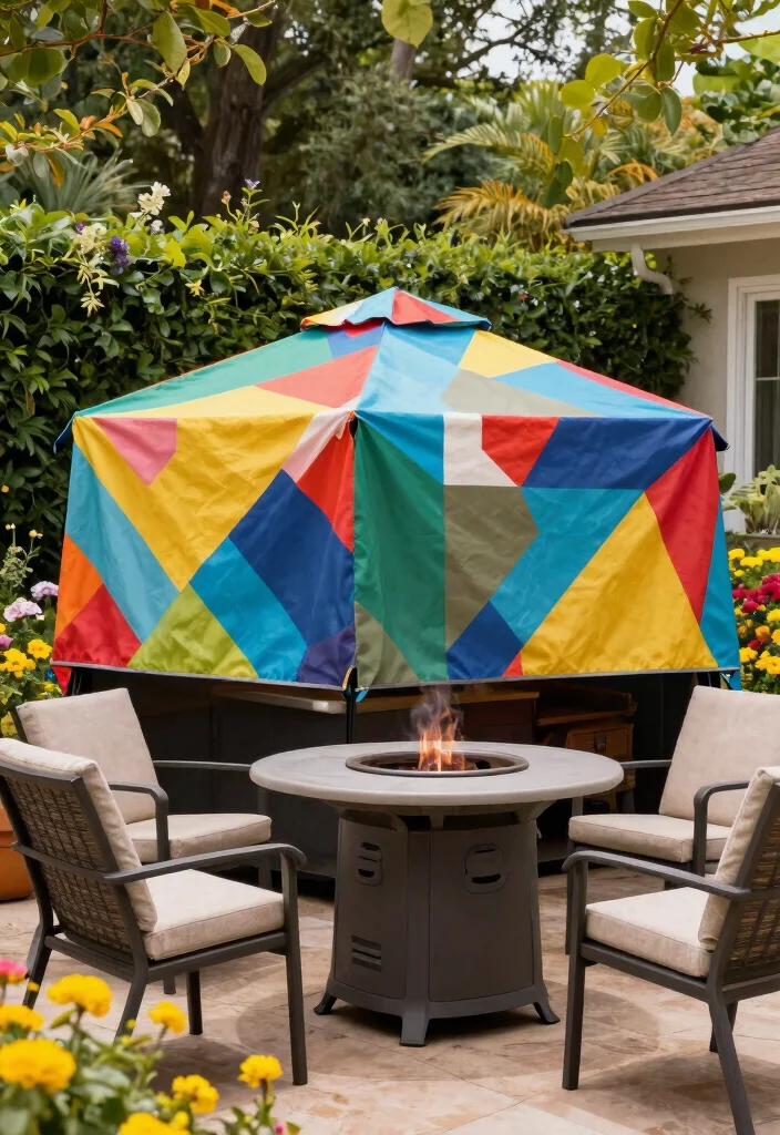 11 Stylish Spa Cover Ideas to Keep Heat In 5. Colorful Canvas Covers 0