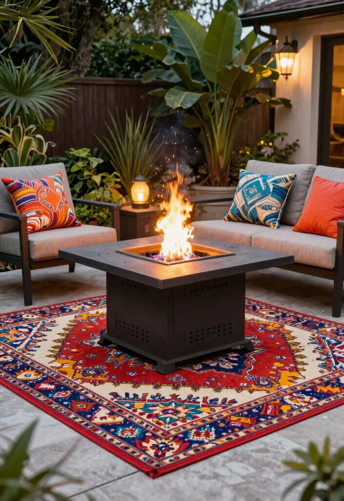 11 Stylish Spa Cover Ideas to Keep Heat In 7. Decorative Outdoor Rugs 0